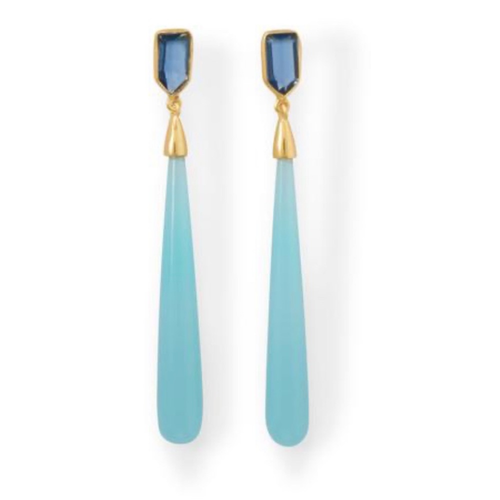 14 Karat Gold Plated Glass Post Earrings